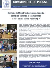 Visite de la Ministre chargée de l’égalité entre les femmes et les hommes à la « Boxer Inside Academy »